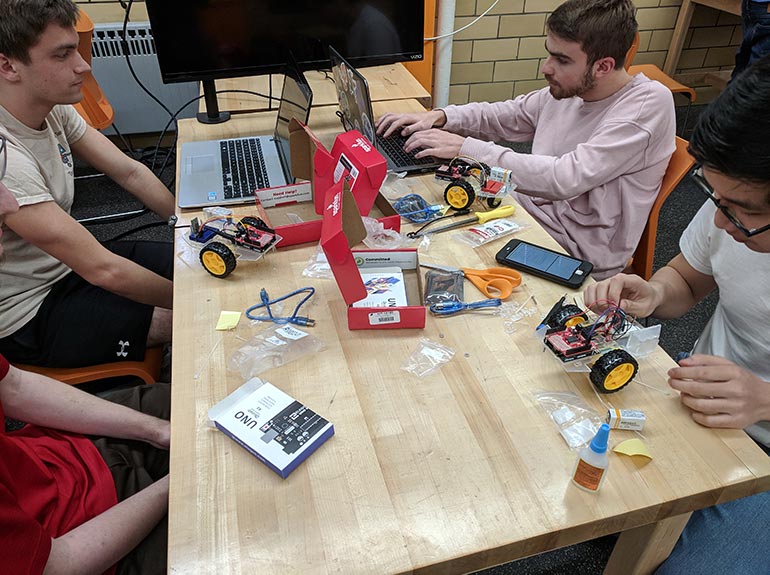 Students work on project at Build a Bot