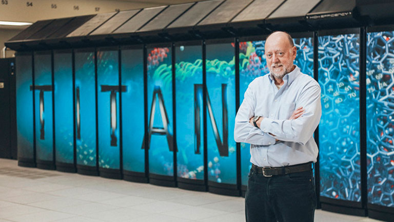 Jack Dongarra in front of Titan at ORNL
