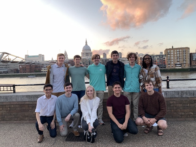 Group shot of the Engineering in London 2021 students, at the River Thames, with St. Paul's Cathedral in the background