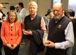 (Left to right) Sue Dongarra (Jack’s wife), former associate director of the Innovative Computing Laboratory Terry Moore, and Dongarra during the celebration at UT.