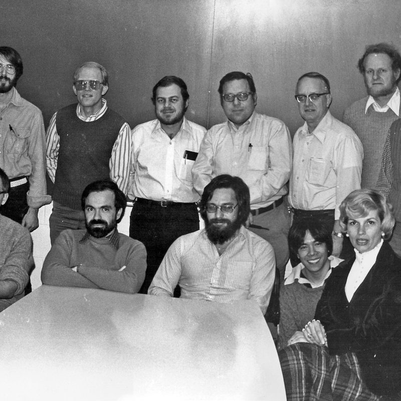 1980, Argonne National Laboratory, the group is the members of the Applied Mathematics Division. Dongarra is seated on the far left.